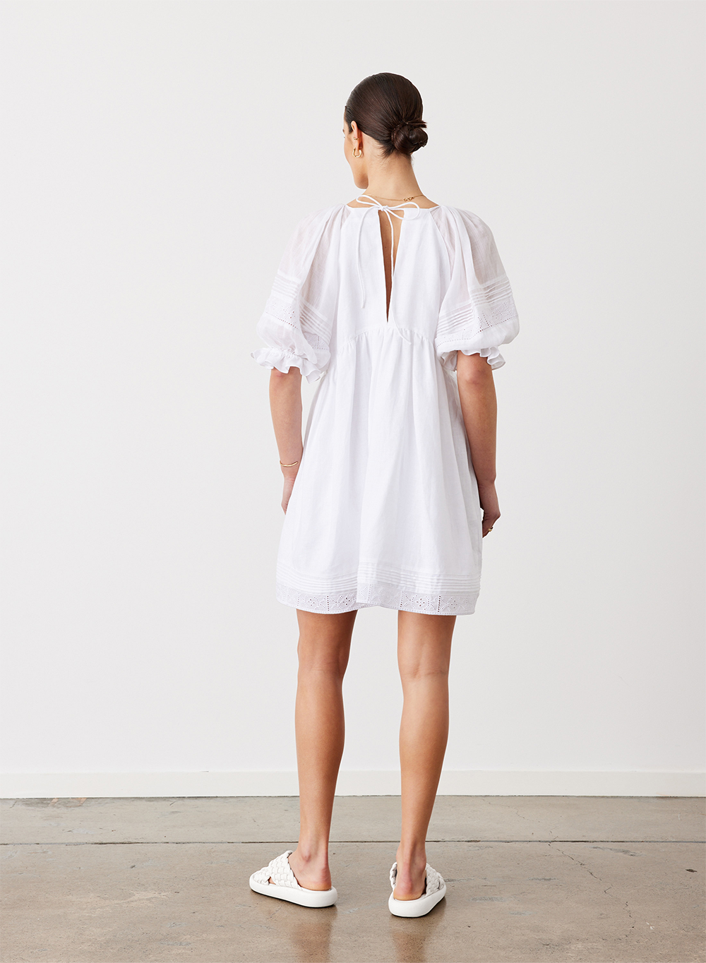 Gwendalin Linen Mini Smock Dress | White