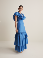 Essie Silk Cotton Maxi Dress | Cerulean