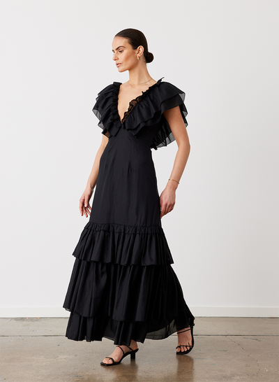 Essie Silk Cotton Maxi Dress | Black