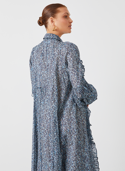 OLYMPIA ORGANIC COTTON MAXI SMOCK SHIRT DRESS | LICHEN ARTWORK