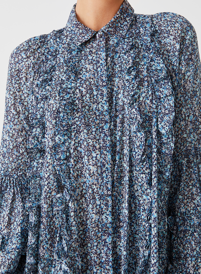 OLYMPIA ORGANIC COTTON MAXI SMOCK SHIRT DRESS | LICHEN ARTWORK