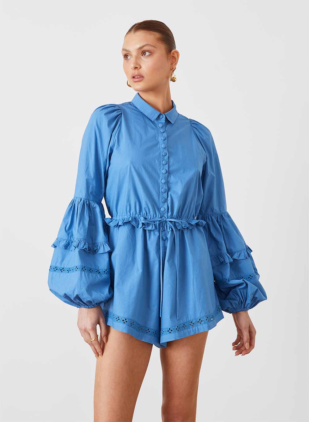 LILI ORGANIC COTTON PLAYSUIT | CERULEAN BLUE