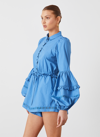 LILI ORGANIC COTTON PLAYSUIT | CERULEAN BLUE