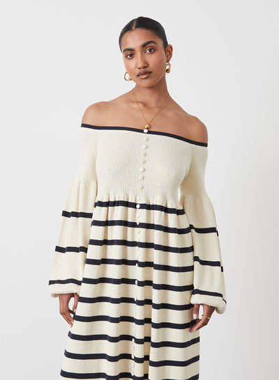 LESLEIGH ORGANIC COTTON CASHMERE MIDI KNIT DRESS