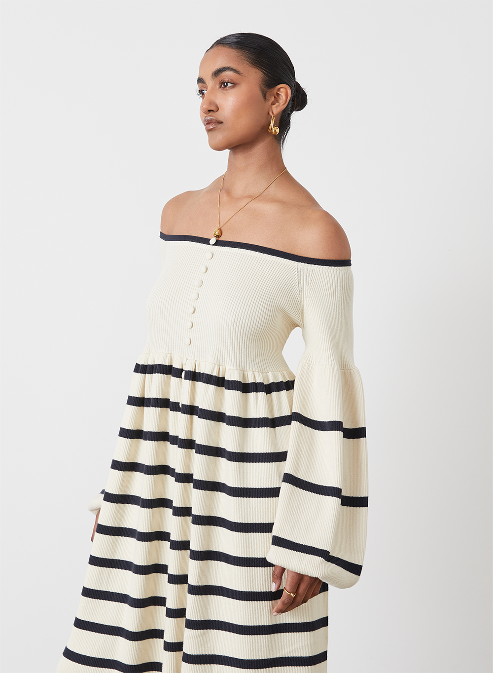 LESLEIGH ORGANIC COTTON CASHMERE MIDI KNIT DRESS