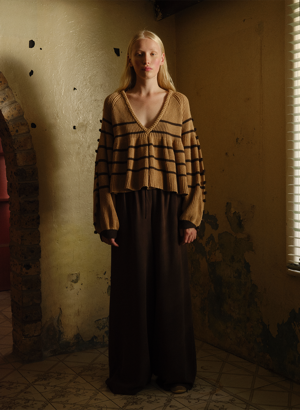 JOLENE ORGANIC COTTON CASHMERE KNIT |  CHOCOLATE STRIPE