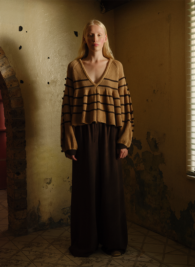 JOLENE ORGANIC COTTON CASHMERE KNIT |  CHOCOLATE STRIPE