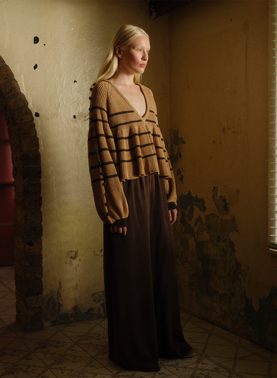 JOLENE ORGANIC COTTON CASHMERE KNIT |  CHOCOLATE STRIPE
