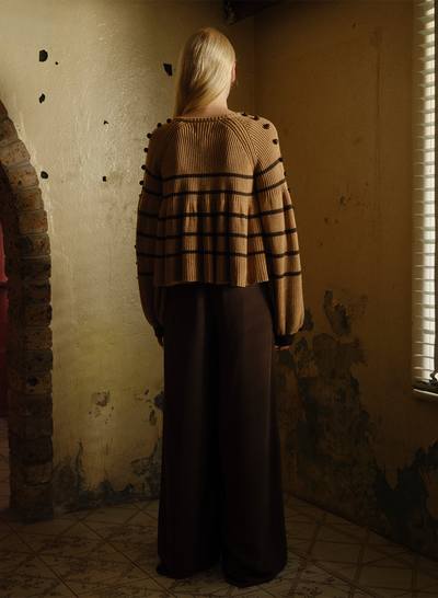 JOLENE ORGANIC COTTON CASHMERE KNIT |  CHOCOLATE STRIPE