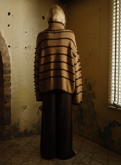 MAUDE ORGANIC COTTON CASHMERE KNIT |  CHOCOLATE STRIPE