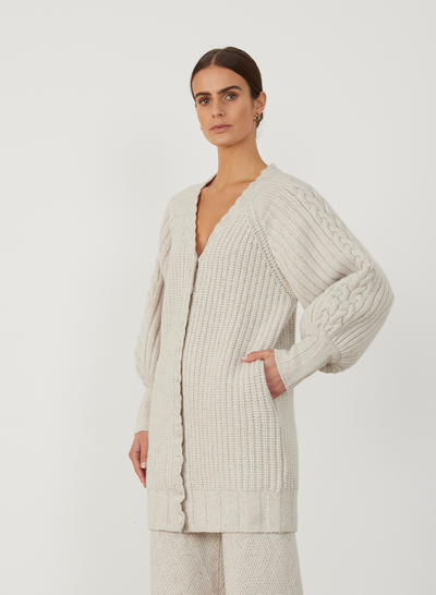 FRANKIE WOOL CARDIGAN KNIT | HEATHER