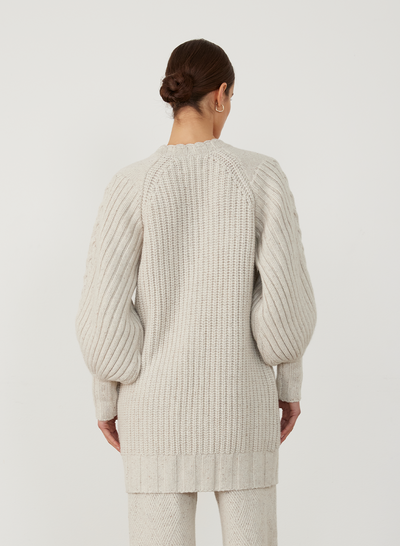 FRANKIE WOOL CARDIGAN KNIT | HEATHER