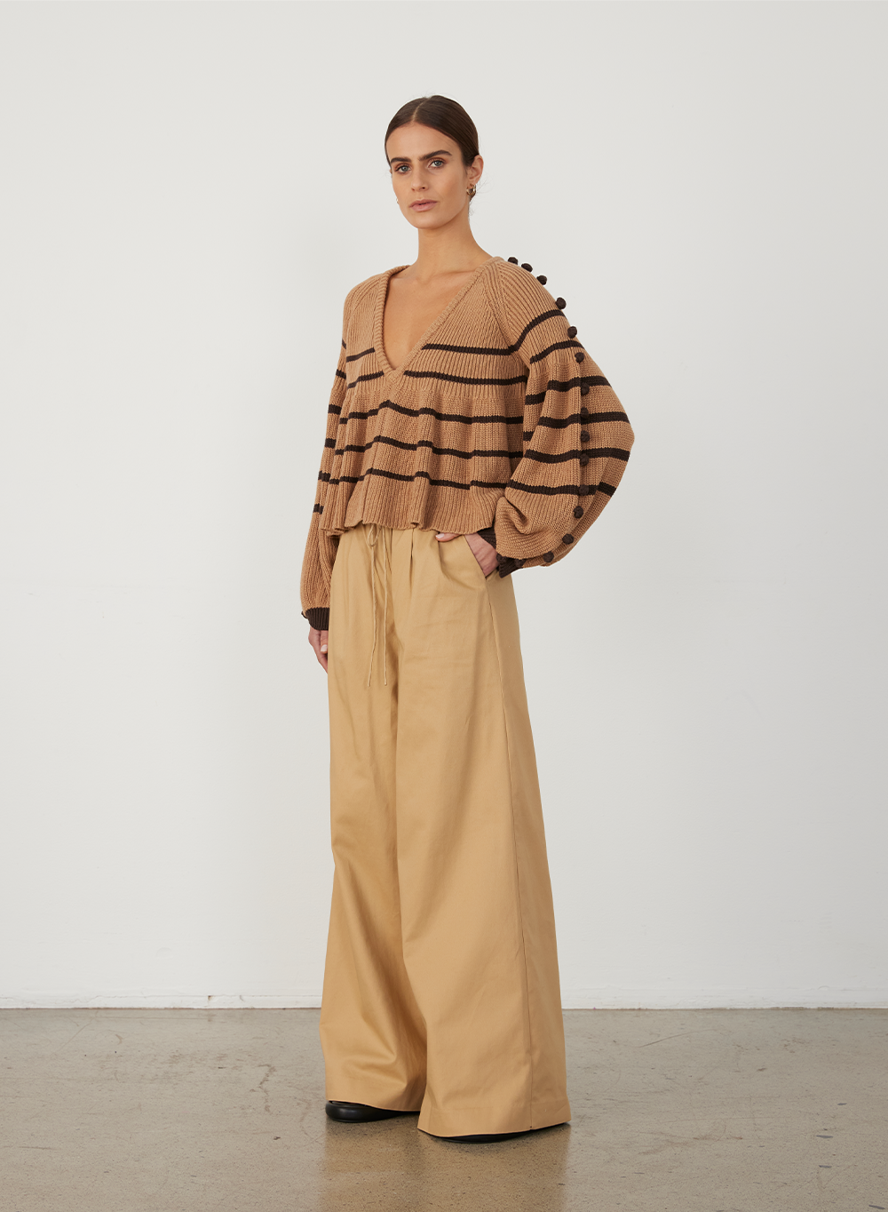JOLENE ORGANIC COTTON CASHMERE KNIT |  CHOCOLATE STRIPE