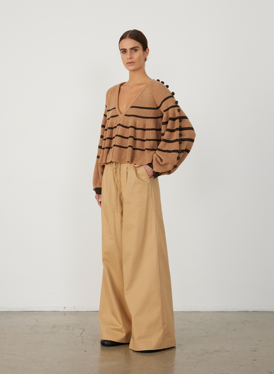 JOLENE ORGANIC COTTON CASHMERE KNIT |  CHOCOLATE STRIPE