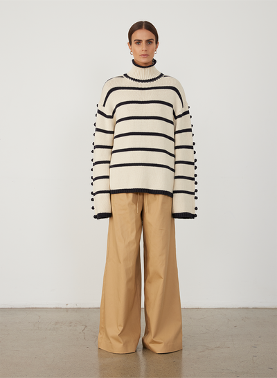 MAUDE ORGANIC COTTON CASHMERE KNIT | NAVY STRIPE