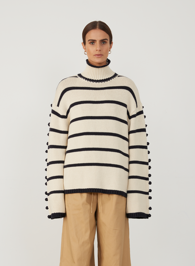MAUDE ORGANIC COTTON CASHMERE KNIT | NAVY STRIPE