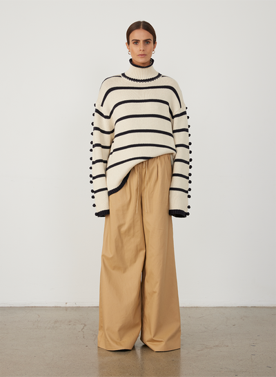 MAUDE ORGANIC COTTON CASHMERE KNIT | NAVY STRIPE