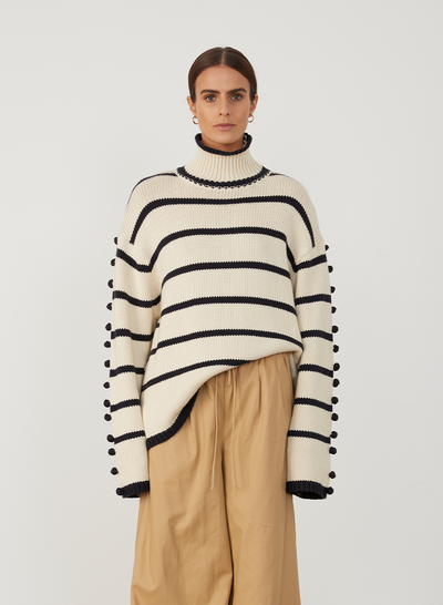 MAUDE ORGANIC COTTON CASHMERE KNIT | NAVY STRIPE