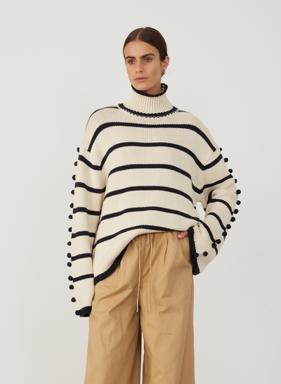 MAUDE ORGANIC COTTON CASHMERE KNIT | NAVY STRIPE