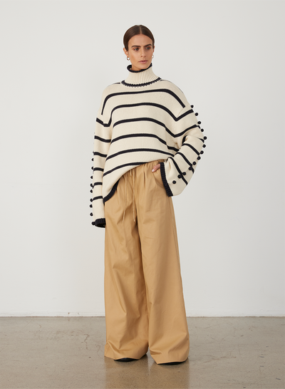 MAUDE ORGANIC COTTON CASHMERE KNIT | NAVY STRIPE