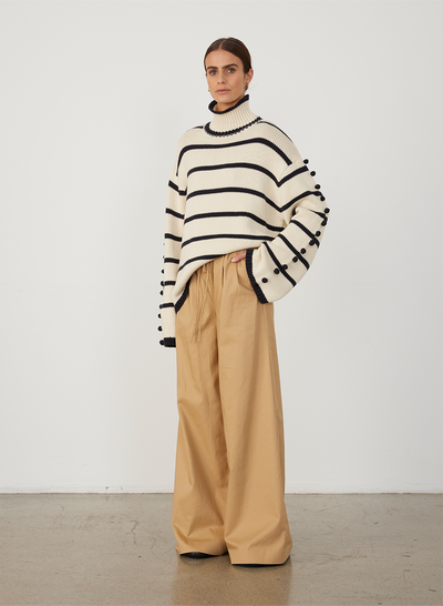 MAUDE ORGANIC COTTON CASHMERE KNIT | NAVY STRIPE