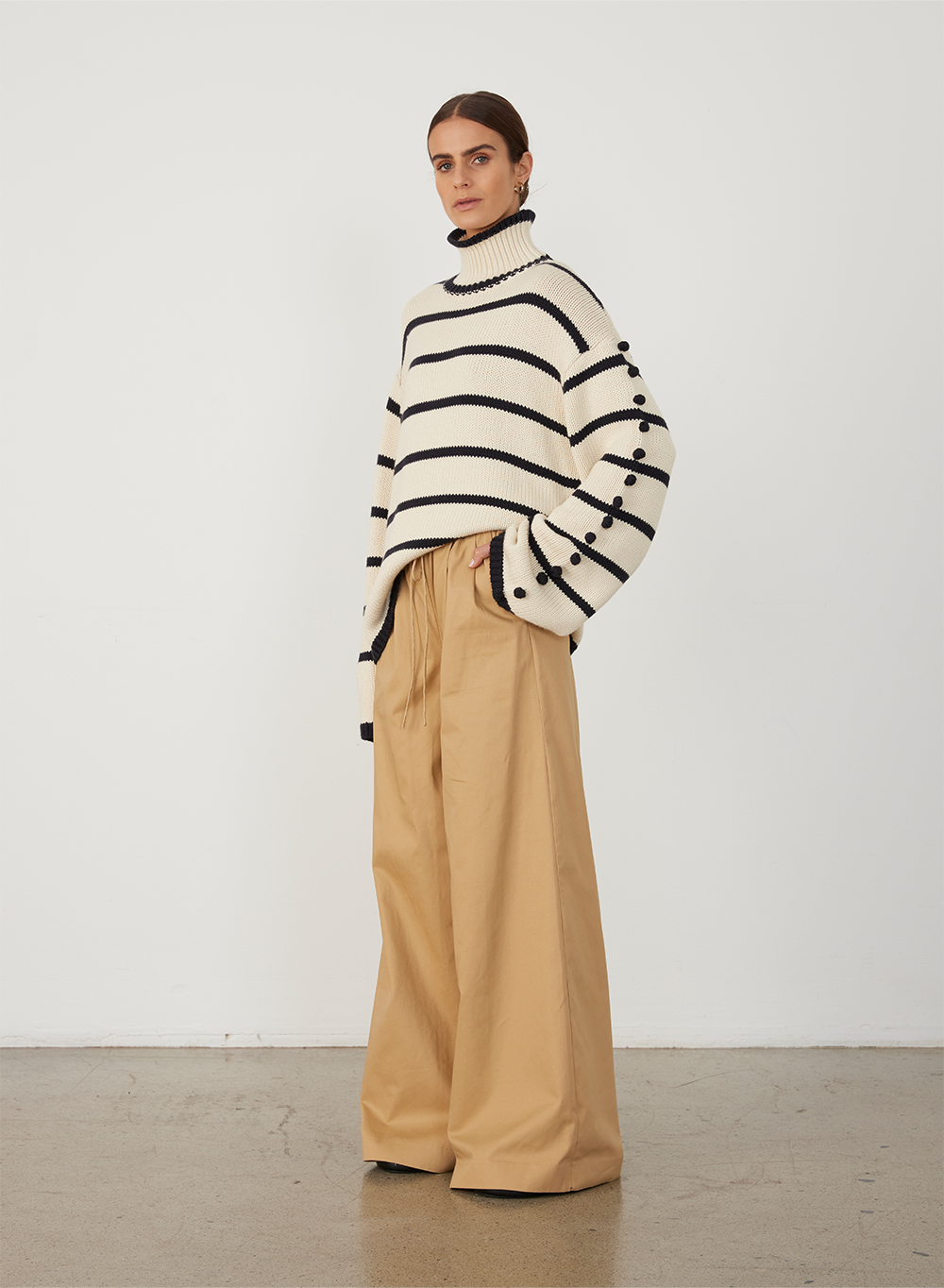 MAUDE ORGANIC COTTON CASHMERE KNIT | NAVY STRIPE