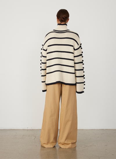 MAUDE ORGANIC COTTON CASHMERE KNIT | NAVY STRIPE