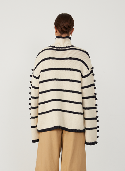 MAUDE ORGANIC COTTON CASHMERE KNIT | NAVY STRIPE
