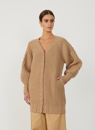 FRANKIE WOOL CARDIGAN KNIT | CAMEL