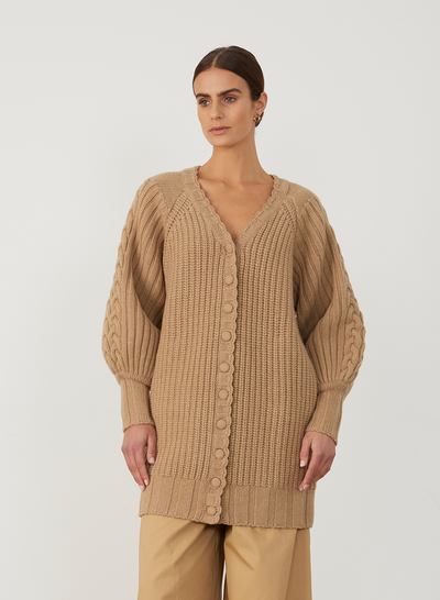 FRANKIE WOOL CARDIGAN KNIT | CAMEL