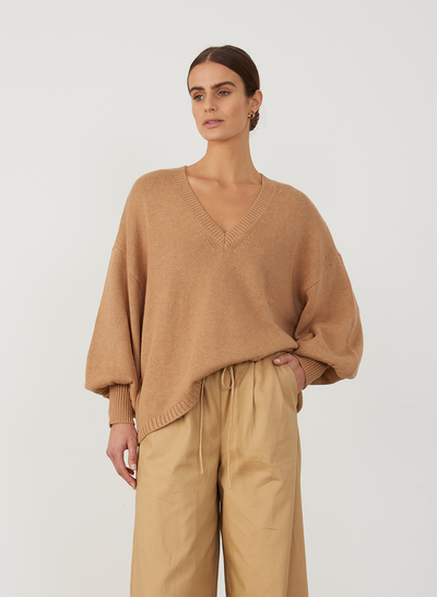 CORA ORGANIC COTTON CASHMERE KNIT | CAMEL
