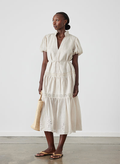 Cecile Linen Ramie Midi Dress | Flax