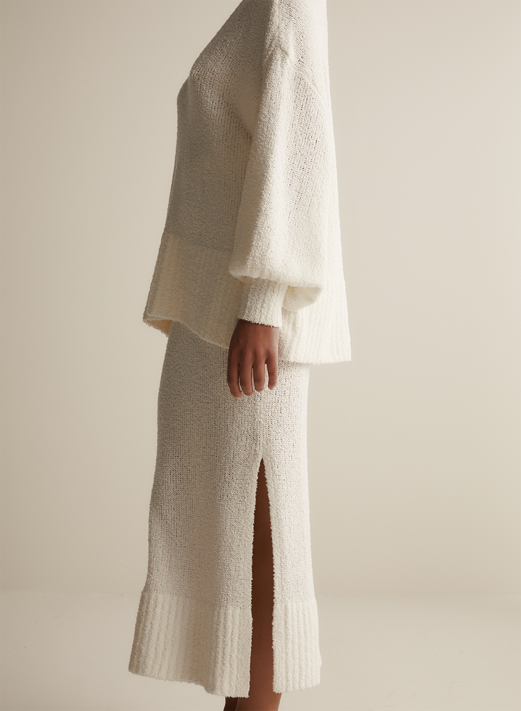 Arie Organic Cotton Cashmere Knit Maxi Skirt | Cream