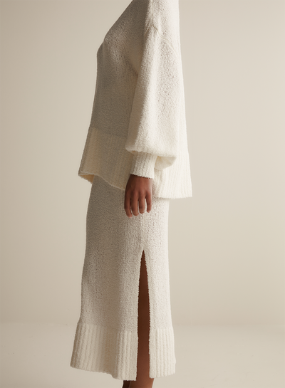 Arie Organic Cotton Cashmere Knit Maxi Skirt | Cream