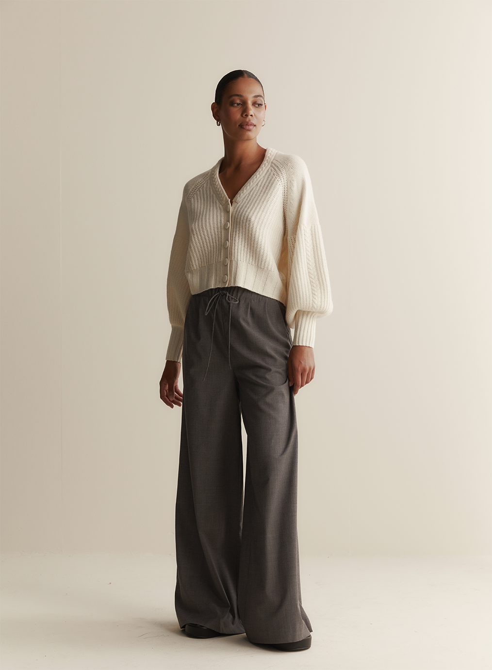 Bronwyn Wool Knit Cardigan | Cream