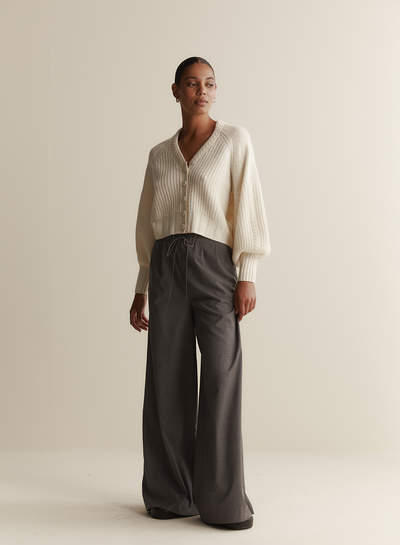 Bronwyn Wool Knit Cardigan | Cream