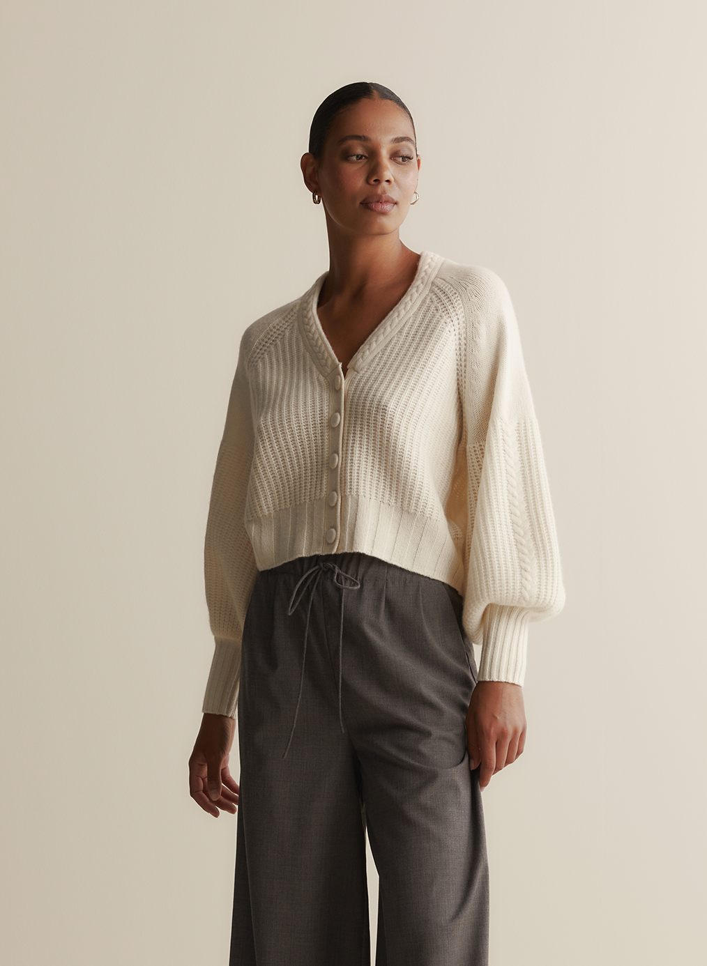 Bronwyn Wool Knit Cardigan | Cream