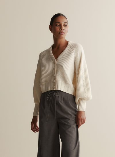 Bronwyn Wool Knit Cardigan | Cream