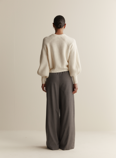 Bronwyn Wool Knit Cardigan | Cream