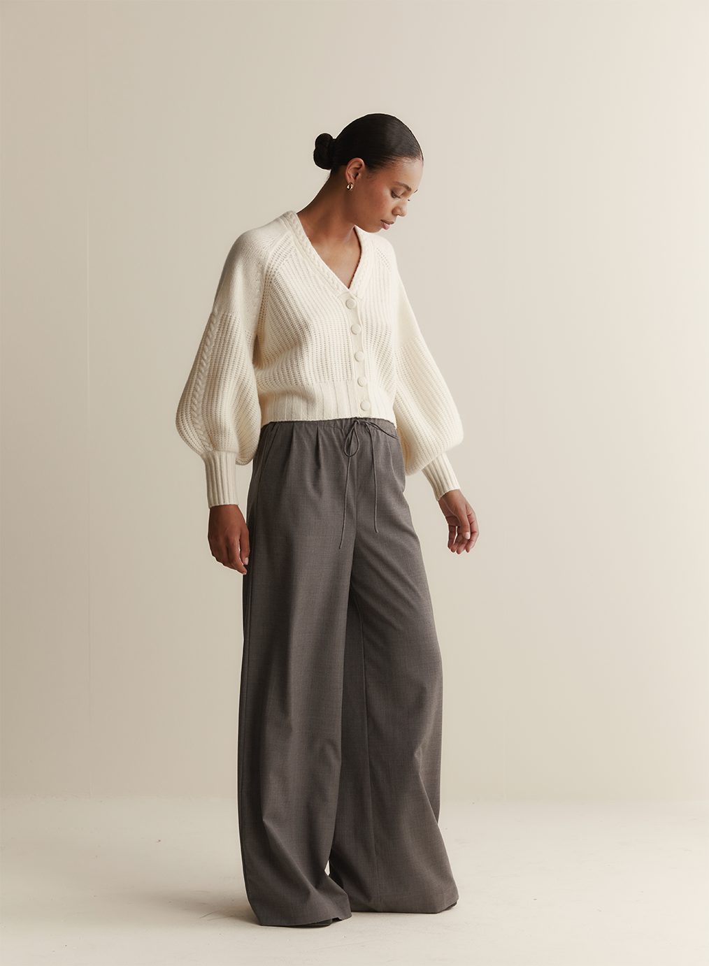 Bronwyn Wool Knit Cardigan | Cream