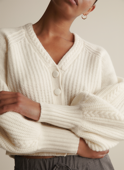 Bronwyn Wool Knit Cardigan | Cream