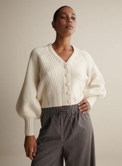 Bronwyn Wool Knit Cardigan | Cream