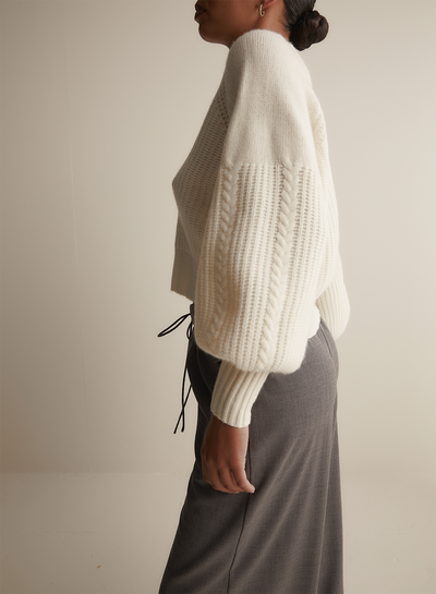 Bronwyn Wool Knit Cardigan | Cream