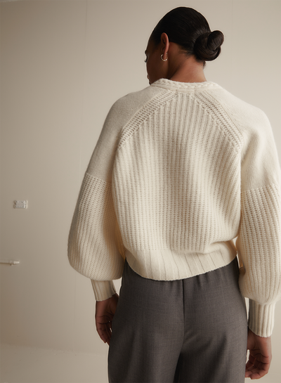 Bronwyn Wool Knit Cardigan | Cream