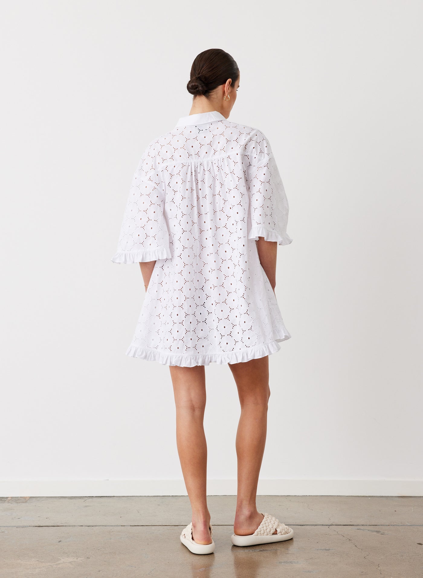 ANNA ORGANIC COTTON BROIDERIE SHIRT DRESS | OPTICAL WHITE