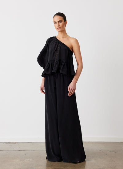 SOPHIA SILK PALAZZO PANT | BLACK