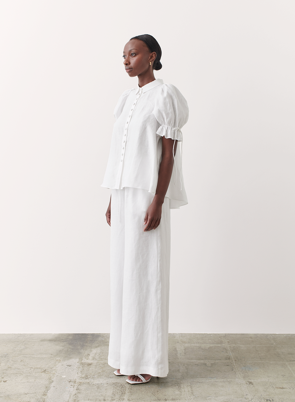 Sophia Linen Organic Cotton Palazzo Pant | Cream