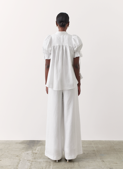 Sophia Linen Organic Cotton Palazzo Pant | Cream