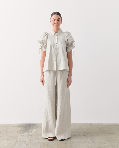 Sophia Linen Organic Cotton Palazzo Pant | Natural