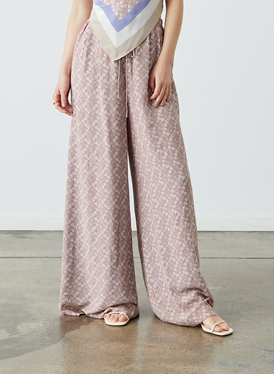 SOPHIA SILK PALAZZO PANT | SANDWASH ROSE